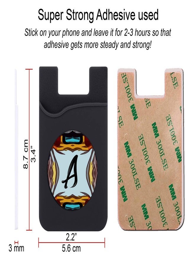 Plan To Gift Set of 3 Cell Phone Card Wallet, Silicone Phone Card Id Cash Wallet with 3M Adhesive Stick-on Alphabet A Color Abstract Printed Designer Mobile Wallet for Your Phone & Tablet - Image 2